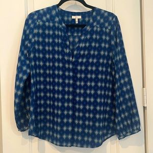 Joie long sleeve 100% silk top in blue pattern